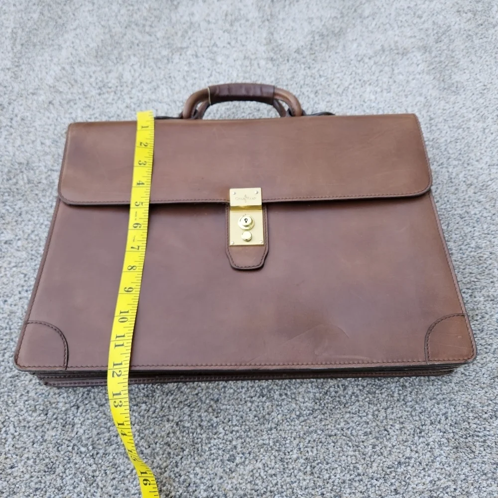 Vintage Heavy Leather COLE HAAN Executive CEO Lawyer Briefcase Brown Bag ITALY